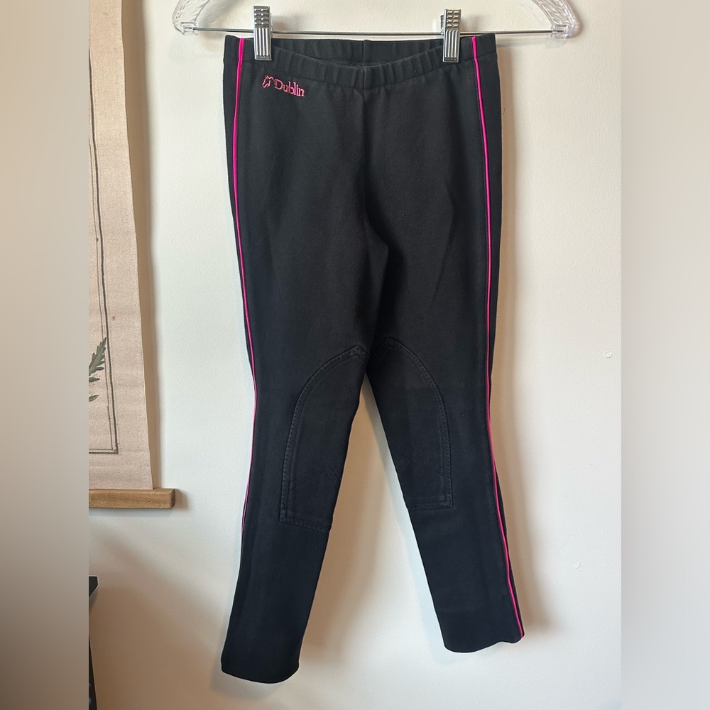 Kids Dublin Knee Patch Pull On Equestrian Horseback Riding Tights Black Small